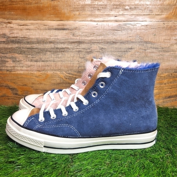 New Converse Tri Panel x Chuck 70 Hi 'Navy Blue/Baby Pink' 166319C - Picture 3 of 12